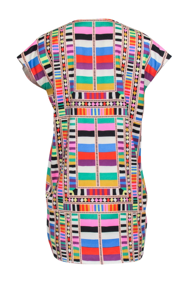Mara Hoffman - Pink & Multicolor Short Sleeve Geometric Print Mini Dress Sz S Mara Hoffman - Pink & Multicolor Short Sleeve Geometric Print Mini Dress Sz S