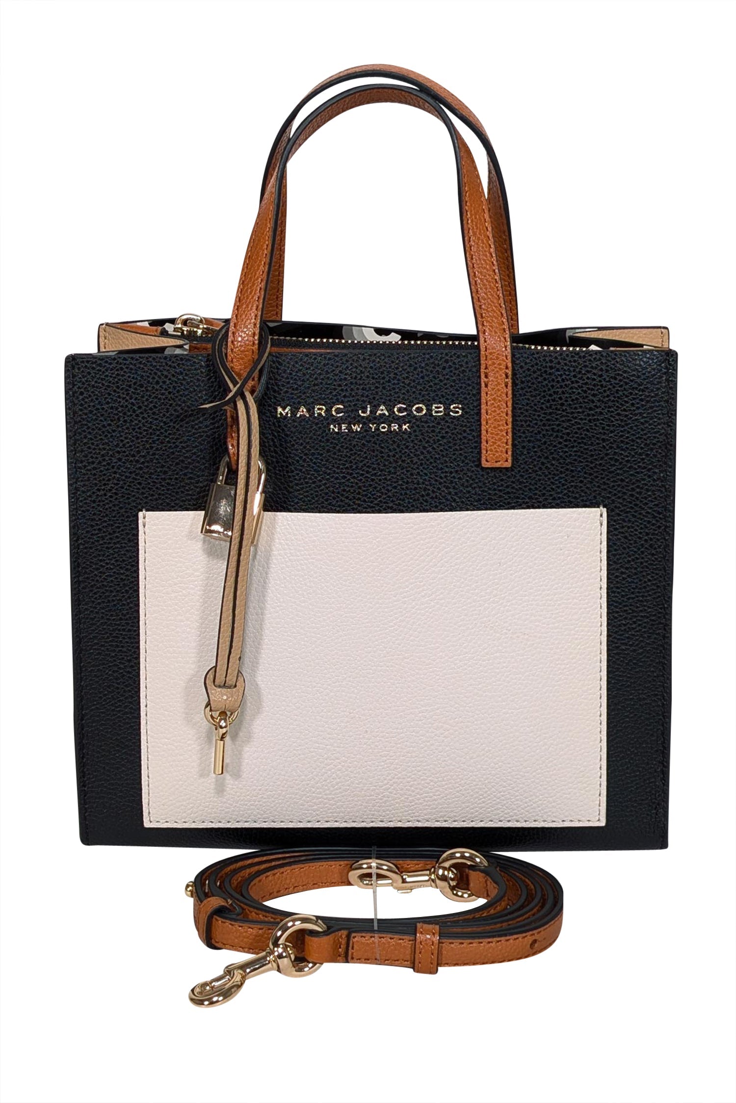 Marc Jacobs - Black, Cream, & Tan Leather Mini Grind Colorblock