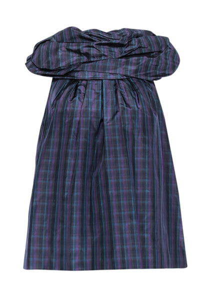 Current Boutique-Marc Jacobs - Black, Purple, & Green Plaid Sleeveless Puff Collar Top Sz 6