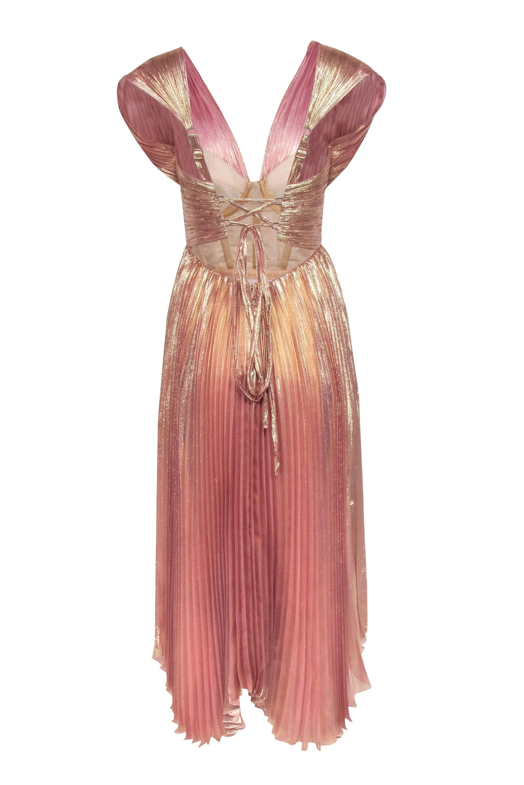 Maria Lucia Hohan - Rose Gold Metallic Pleated Dress Sz 8 Maria Lucia Hohan - Rose Gold Metallic Pleated Dress Sz 8