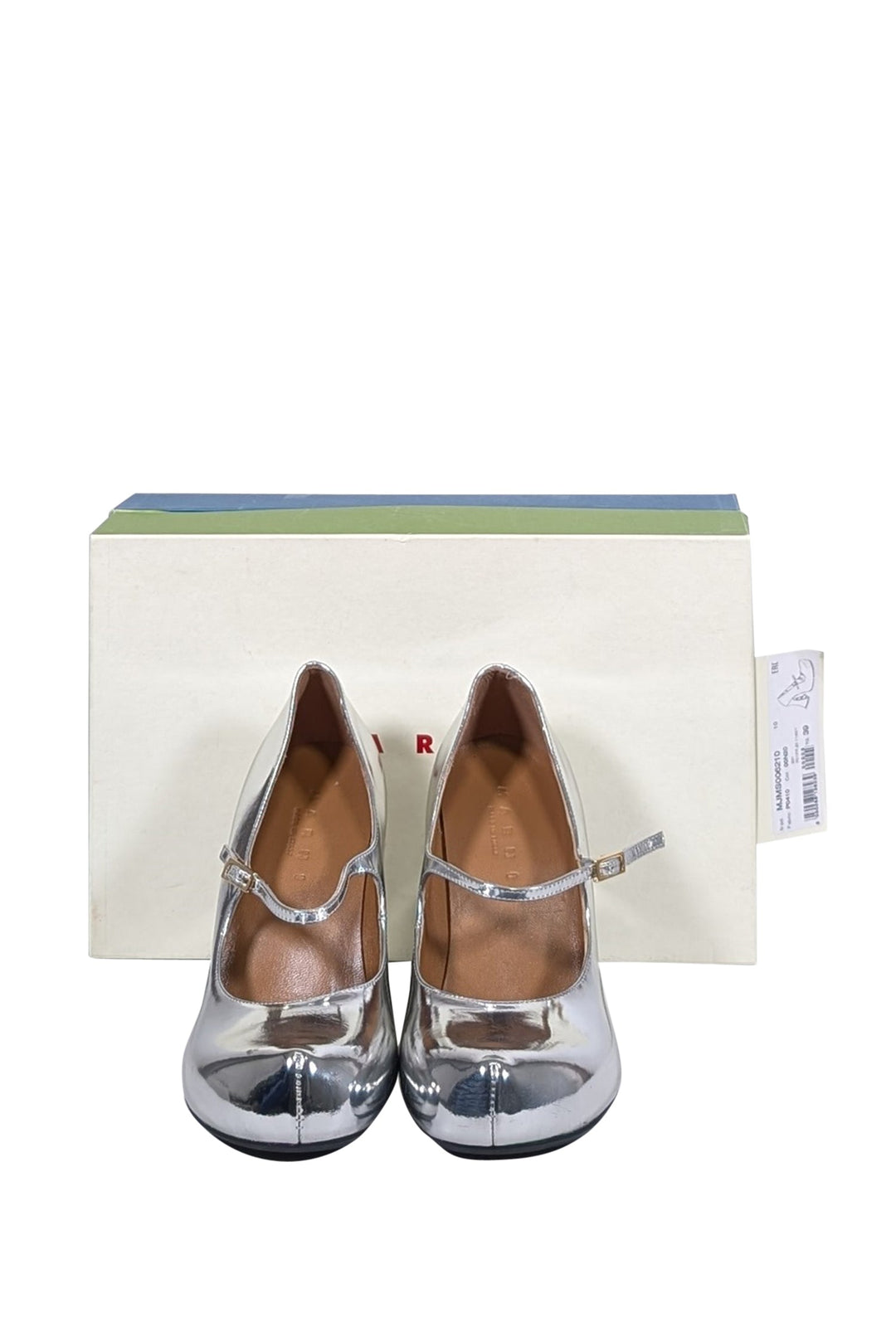 Marni - Silver Metallic Front Strap Mary Jane Heels Sz 9