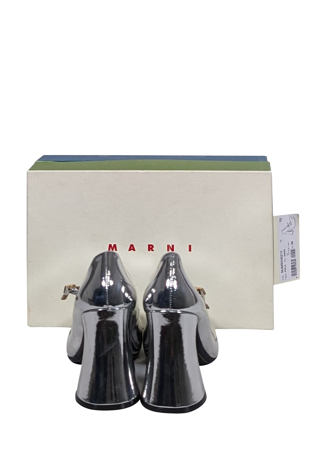 Marni - Silver Metallic Front Strap Mary Jane Heels Sz 9
