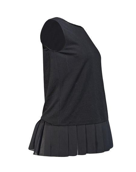 Current Boutique-MaxMara - Black Sleeveless Ruffle Hem Blouse Sz S