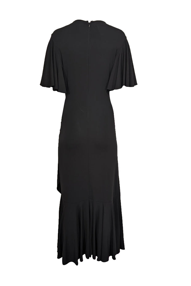 Michael Kors Collection Flutter-Sleeve Wrapped Jersey Dress, Black, Women's, 6 Michael Kors Collection Flutter-Sleeve Wrapped Jersey Dress, Black, Women's, 6