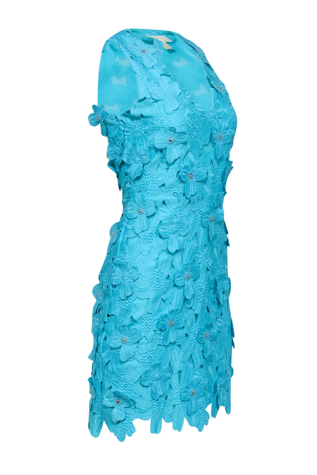 Michael Michael Kors Floral Applique Lace Dress Blue