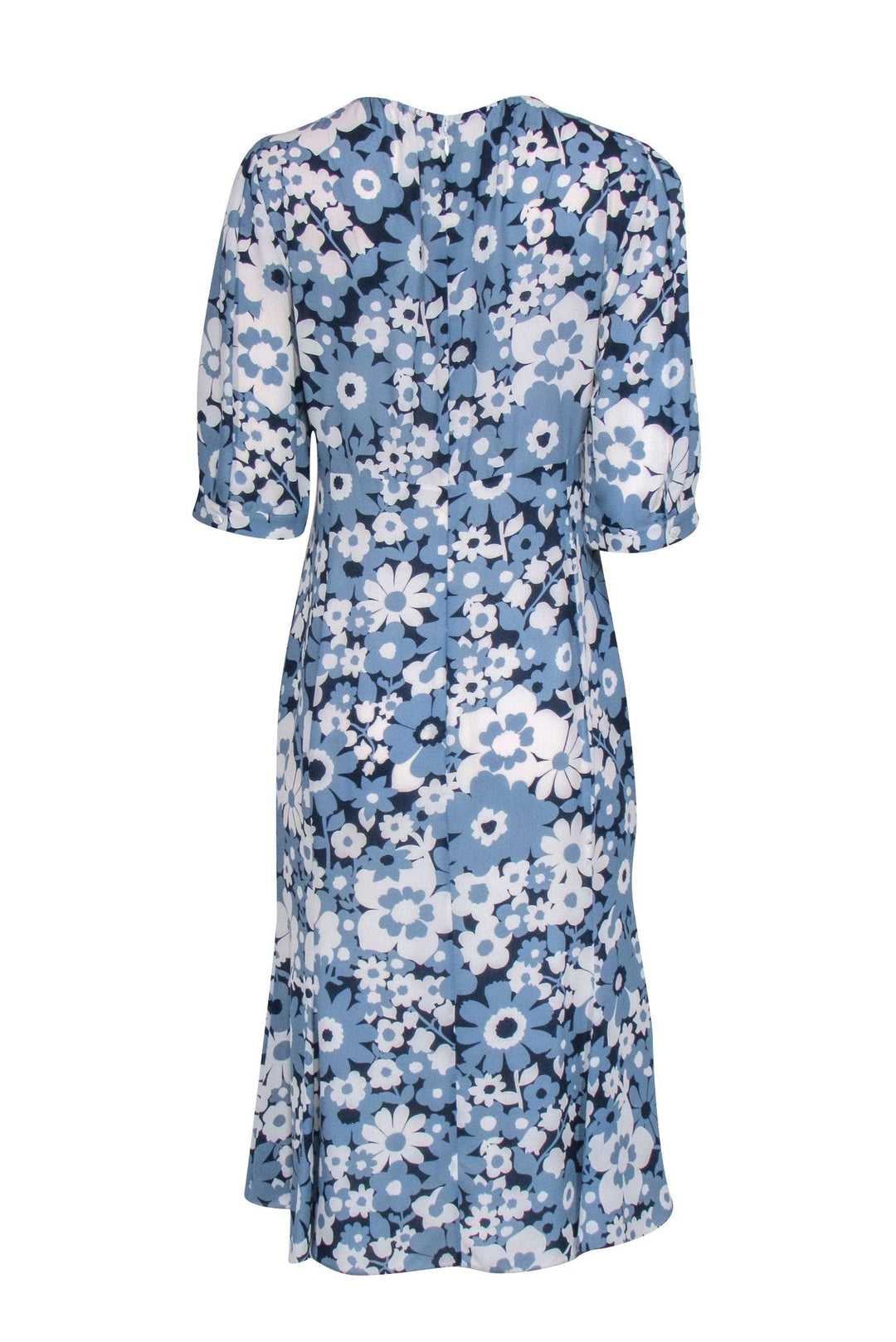 Michael Kors Collection - Blue Floral Silk Midi Dress Sz 8 Michael Kors Collection - Blue Floral Silk Midi Dress Sz 8