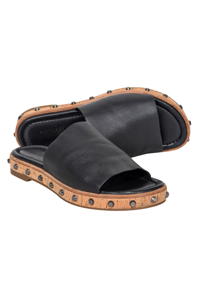 Michael Kors Brown and Black Slide Sandals Jake Logo Slide Sandal in BROWN/BLK - Sale | Michael Kors [US] main image 4