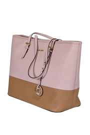 Current Boutique-Michael Kors - Light Pink & Tan Saffiano Leather Tote Bag