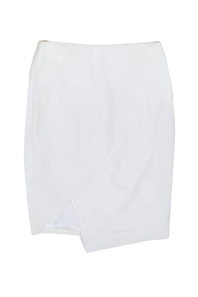 Current Boutique-Michelle Mason - White Lambskin Asymmetircal Skirt Sz 4