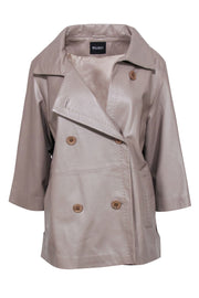 Current Boutique-Milady - Beige Leather Double Breasted Jacket Sz 10