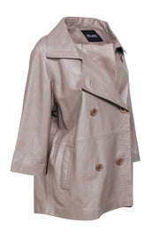 Current Boutique-Milady - Beige Leather Double Breasted Jacket Sz 10