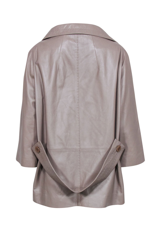 Current Boutique-Milady - Beige Leather Double Breasted Jacket Sz 10
