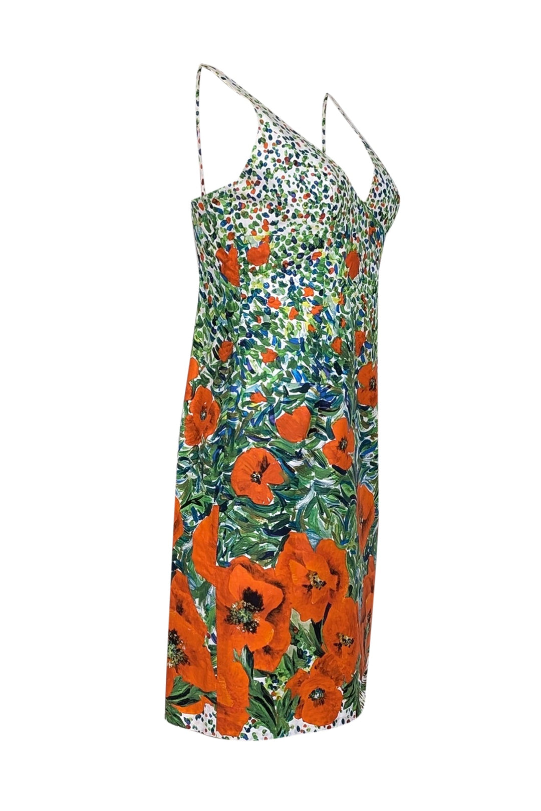 Milly - Green, Orange, & White Floral Print Sleeveless Cocktail Dress Milly - Green, Orange, & White Floral Print Sleeveless Cocktail Dress