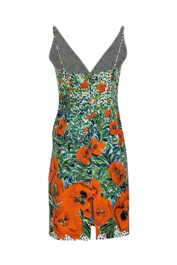 Milly - Green, Orange, & White Floral Print Sleeveless Cocktail Dress Milly - Green, Orange, & White Floral Print Sleeveless Cocktail Dress