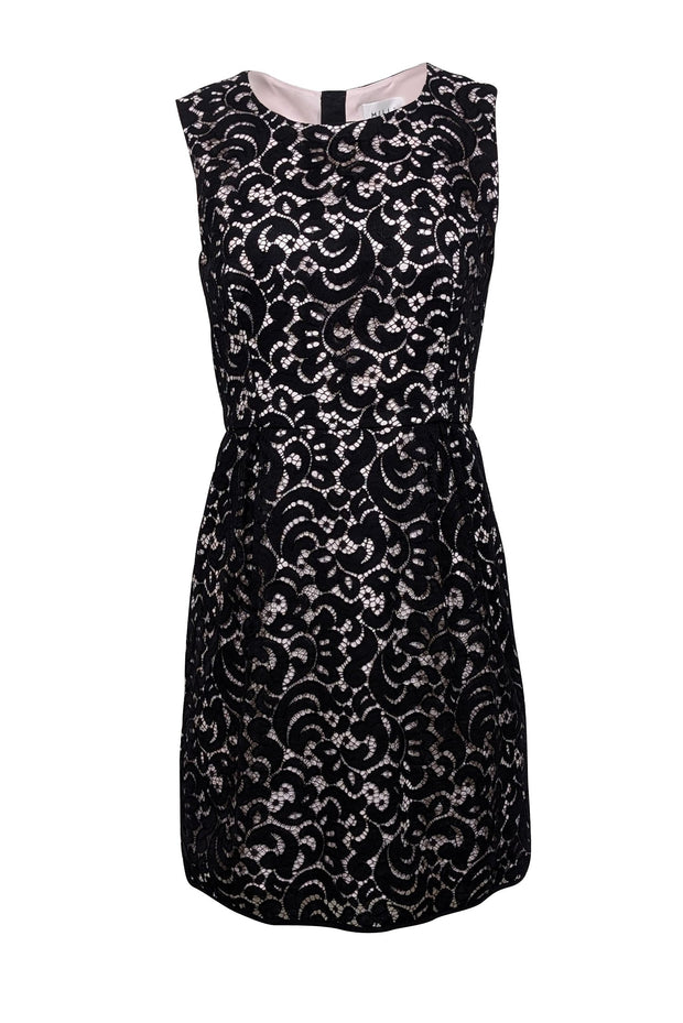 Milly - Black & Pink Lace Sleeveless Cocktail Dress Sz 8 Milly - Black & Pink Lace Sleeveless Cocktail Dress Sz 8