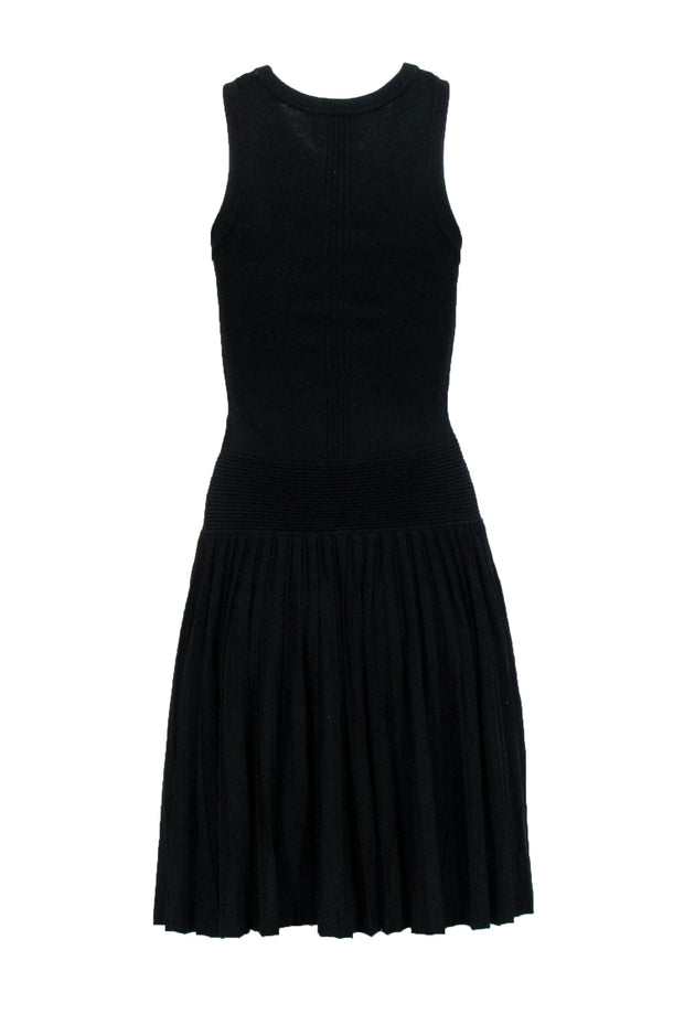 Milly - Black Knit Pleated Drop Waist Dress Sz S Milly - Black Knit Pleated Drop Waist Dress Sz S