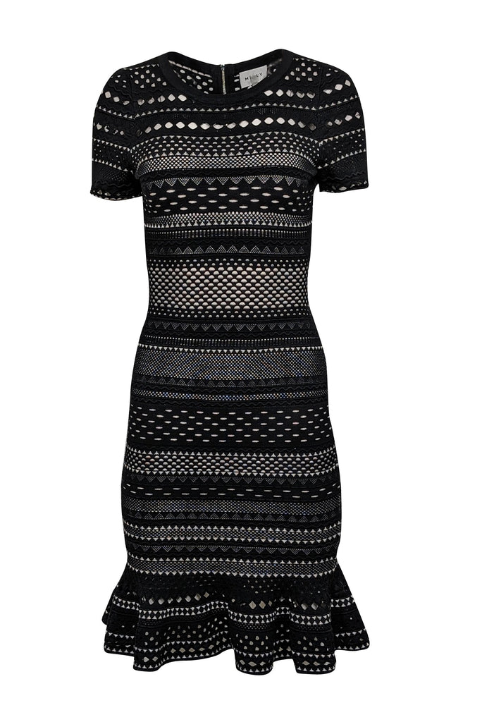 milly black and white dress Milly Womens Sheath Dress Black White Colorblock Sleeveless Size 0 Polyamide