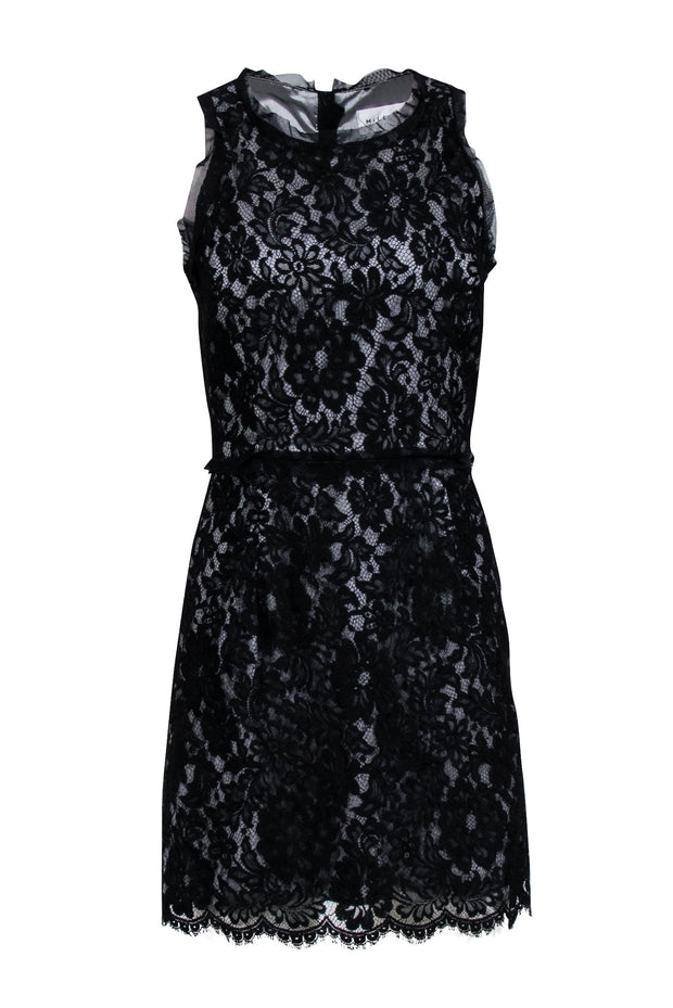 Milly - Black & Grey Sleeveless Lace Shift Dress Sz S Milly - Black & Grey Sleeveless Lace Shift Dress Sz S