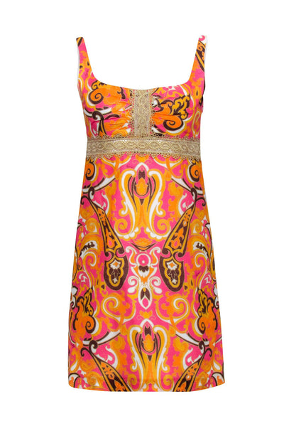 Current Boutique-Milly - Orange, Pink,Yellow, & Gold Paisley Print Dress Sz 4