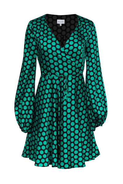 Milly Siena Dot Print Twill Wrap Dress - Green Milly Siena Dot Print Twill Wrap Dress - Green