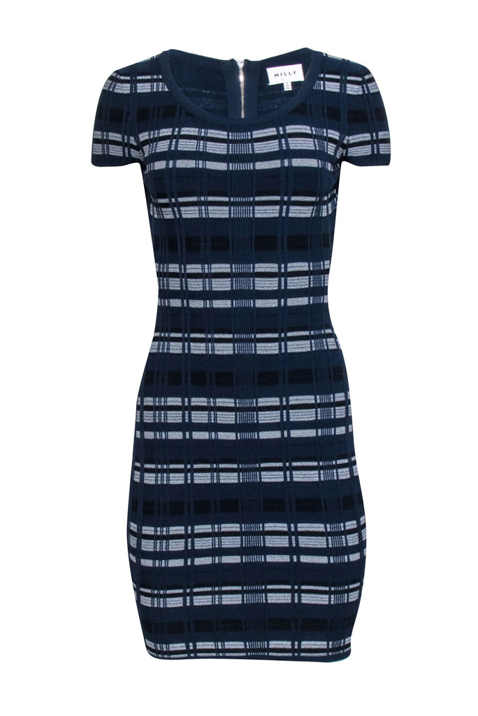 blue plaid bodycon dress Milly Size US 2 Aidan by Aidan Mattox Feel75% recycled polyester Color:Light Blue Nude –