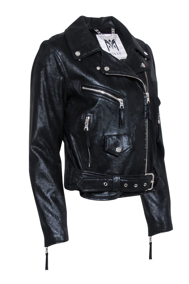 Current Boutique-Milly - Black Metallic Moto Jacket Sz 6
