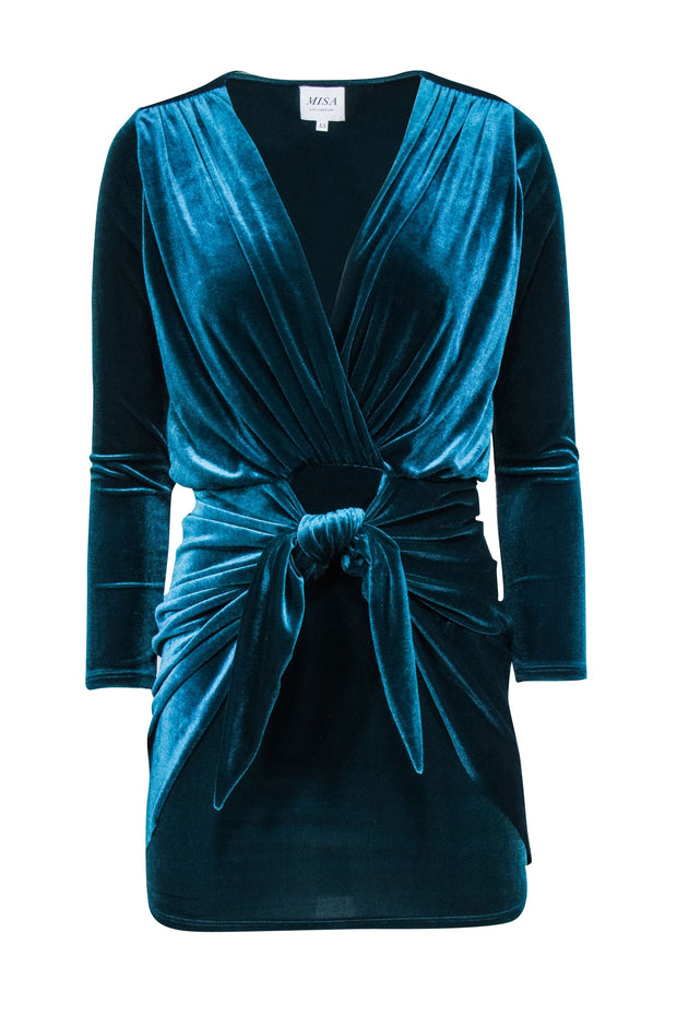 MISA - Ophelie Velvet Dress in Teal XS MISA - Ophelie Velvet Dress in Teal XS