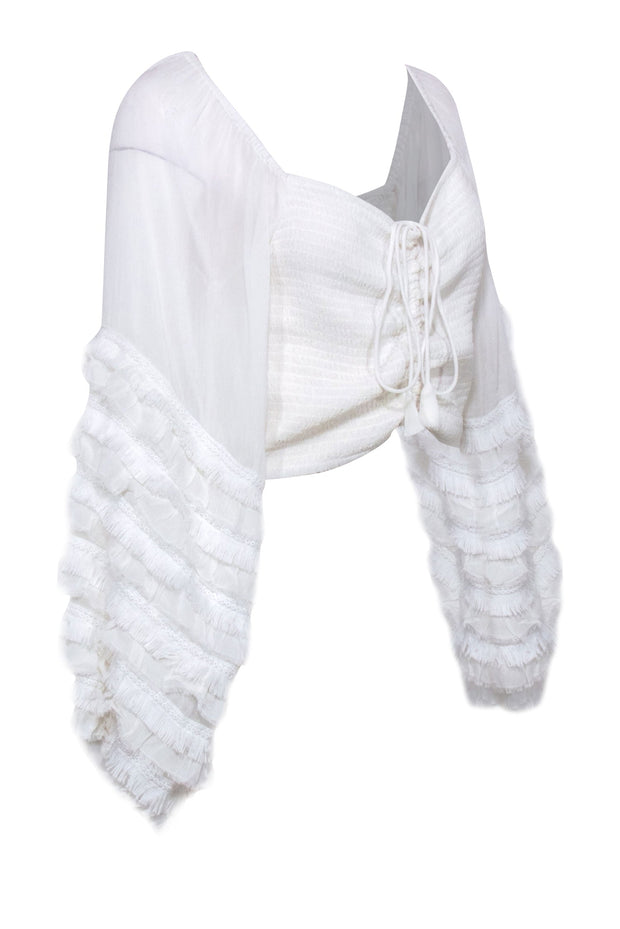 Current Boutique-MISA Los Angeles - White Smocked Off The Shoulder Top Sz M