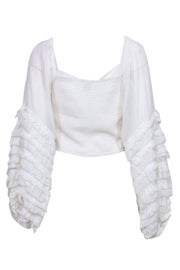 Current Boutique-MISA Los Angeles - White Smocked Off The Shoulder Top Sz M