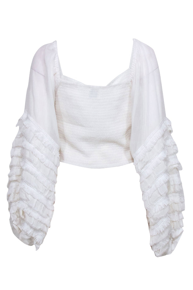 Current Boutique-MISA Los Angeles - White Smocked Off The Shoulder Top Sz M