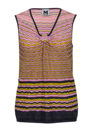 Current Boutique-Missoni - Pink & Multi Color Chevron Knit Sleeveless Tank Sz 6