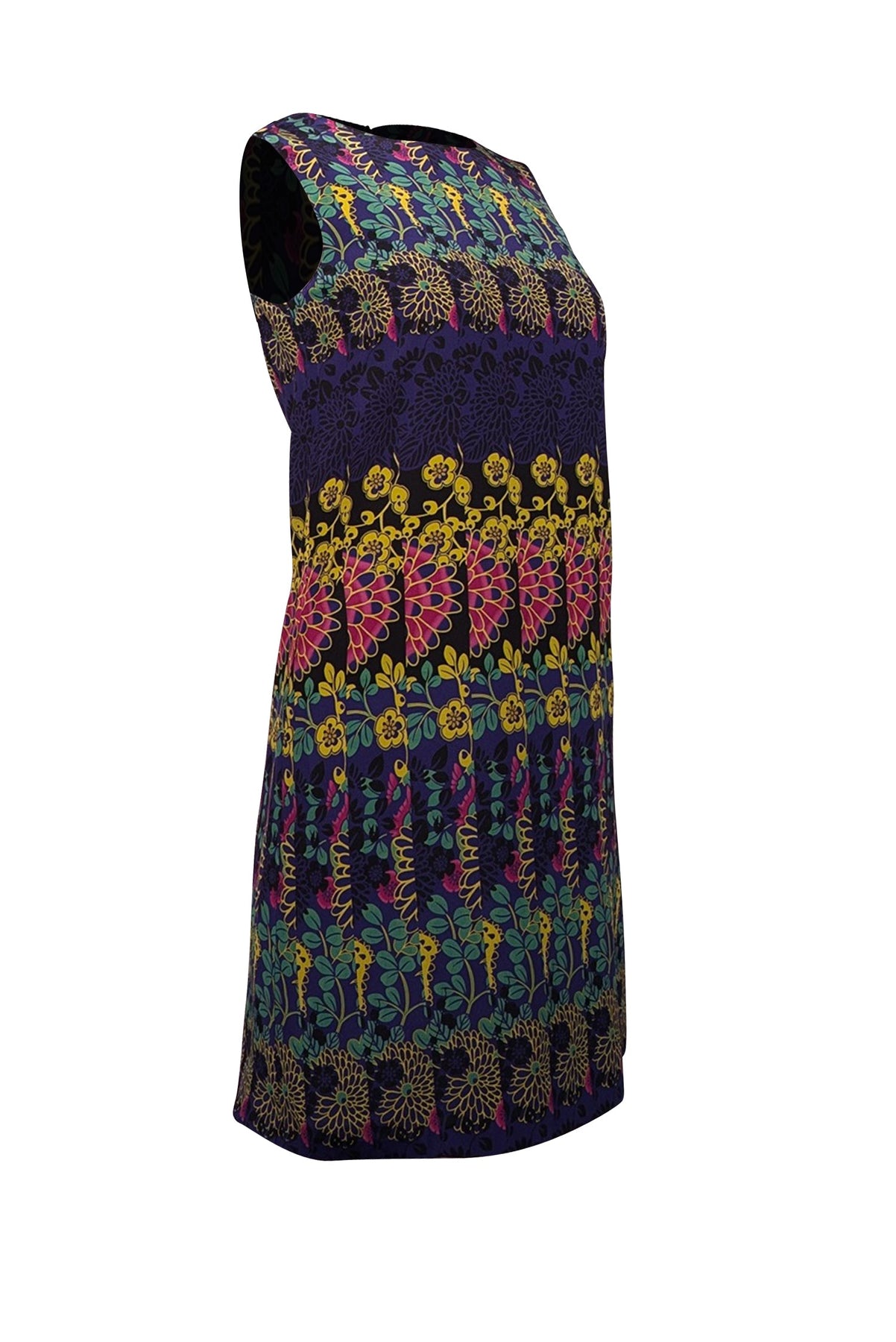 Current Boutique-Missoni - Indigo & Multicolor Floral Print Sleeveless Shift Dress Sz 2