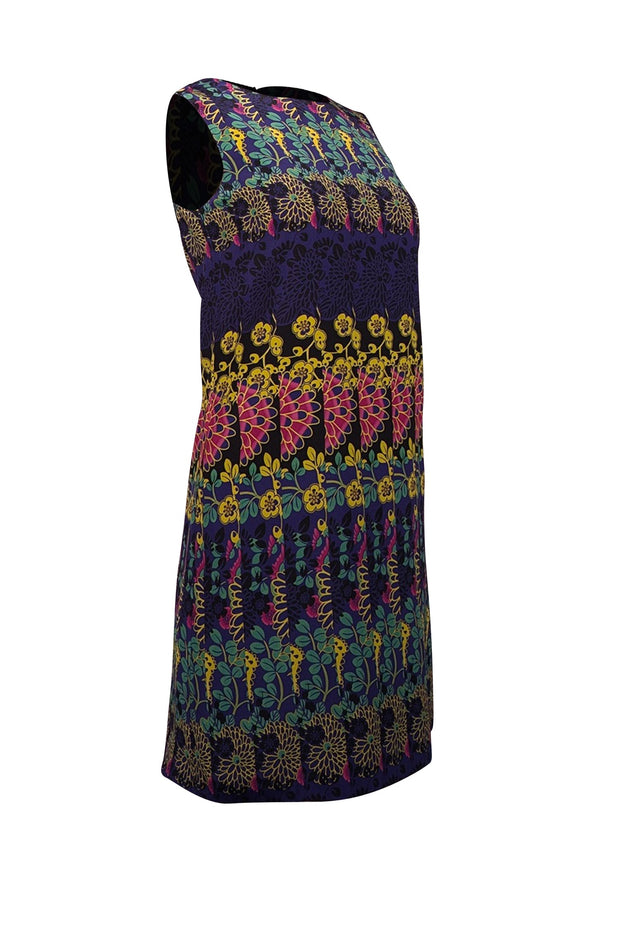 Current Boutique-Missoni - Indigo & Multicolor Floral Print Sleeveless Shift Dress Sz 2