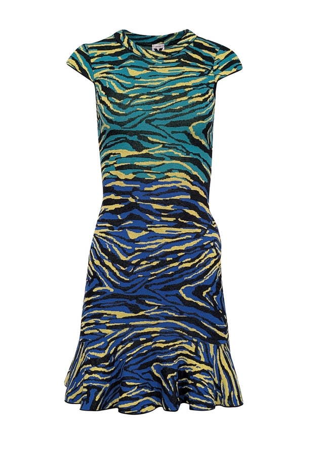 Missoni - Blue, Green, Yellow, & Black Animal Print Fit & Flare Dress Missoni - Blue, Green, Yellow, & Black Animal Print Fit & Flare Dress