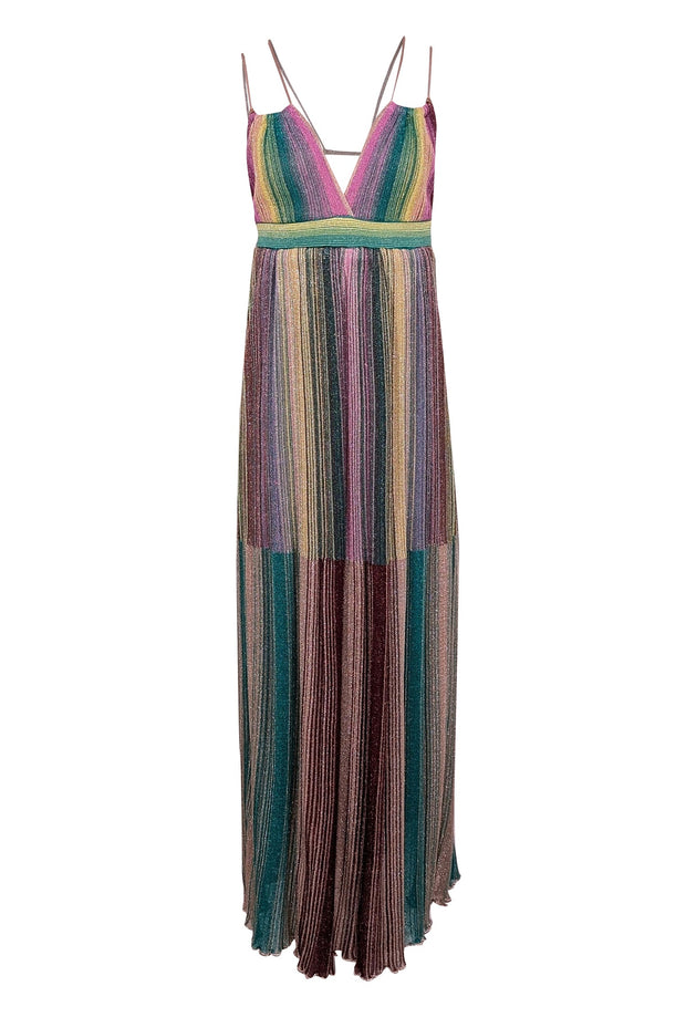 Missoni - Metallic Green, Purple, & Multi Color Ribbed Knit Dress Sz 2 Missoni - Metallic Green, Purple, & Multi Color Ribbed Knit Dress Sz 2