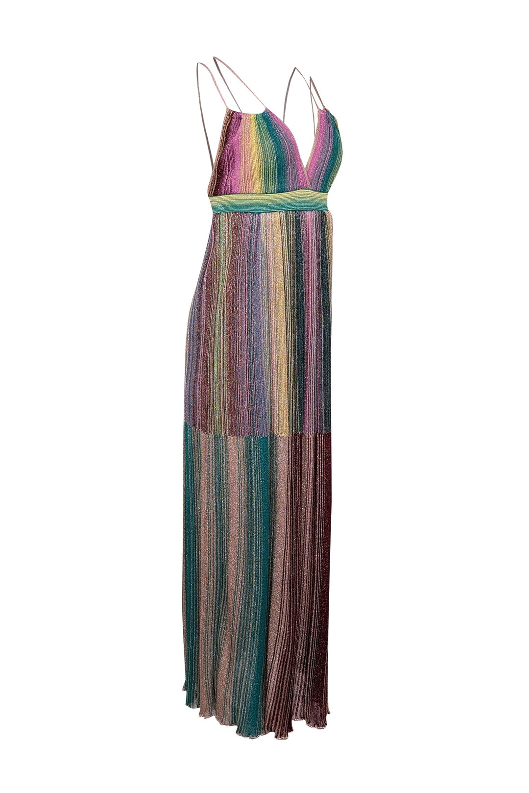 Missoni - Metallic Green, Purple, & Multi Color Ribbed Knit Dress Sz 2