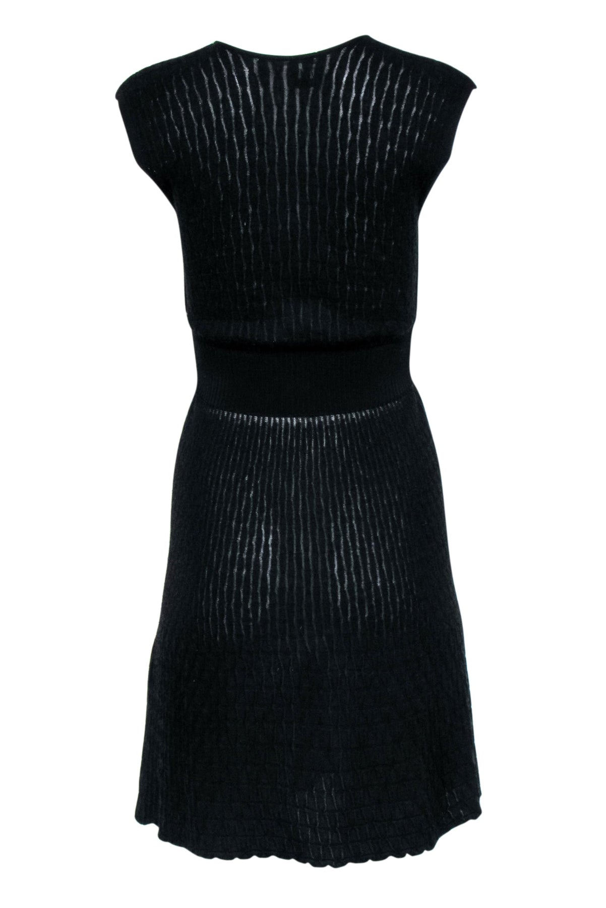 Current Boutique-M Missoni - Black Knit V-Neckline Cap Sleeve Dress Sz 4