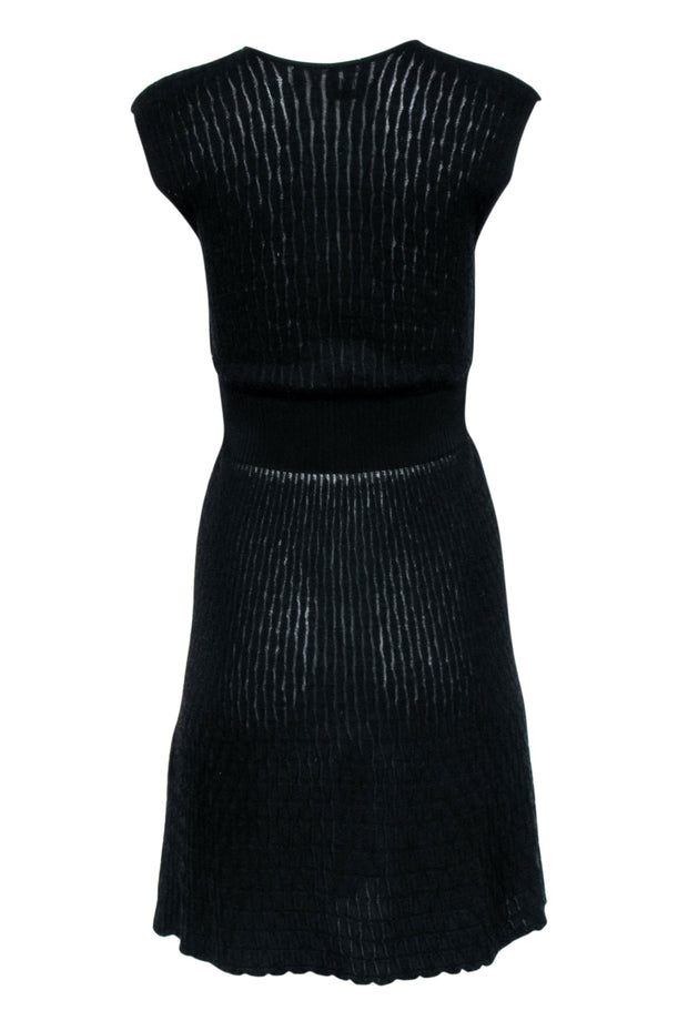 Current Boutique-M Missoni - Black Knit V-Neckline Cap Sleeve Dress Sz 4