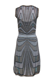 Current Boutique-Missoni - Beige, Black & Blue Metallic Chevron Pattern Sleeveless Dress Sz 4