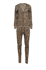 Missoni - Brown & Gold Metallic Patterned Knit Jumpsuit Sz 6 - Current Boutique