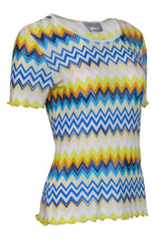 Current Boutique-Missoni Sport - Yellow & Blue Chevron Short Sleeve Top Sz S