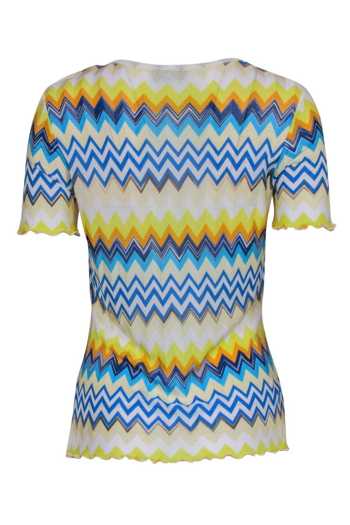 Current Boutique-Missoni Sport - Yellow & Blue Chevron Short Sleeve Top Sz S