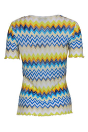 Current Boutique-Missoni Sport - Yellow & Blue Chevron Short Sleeve Top Sz S