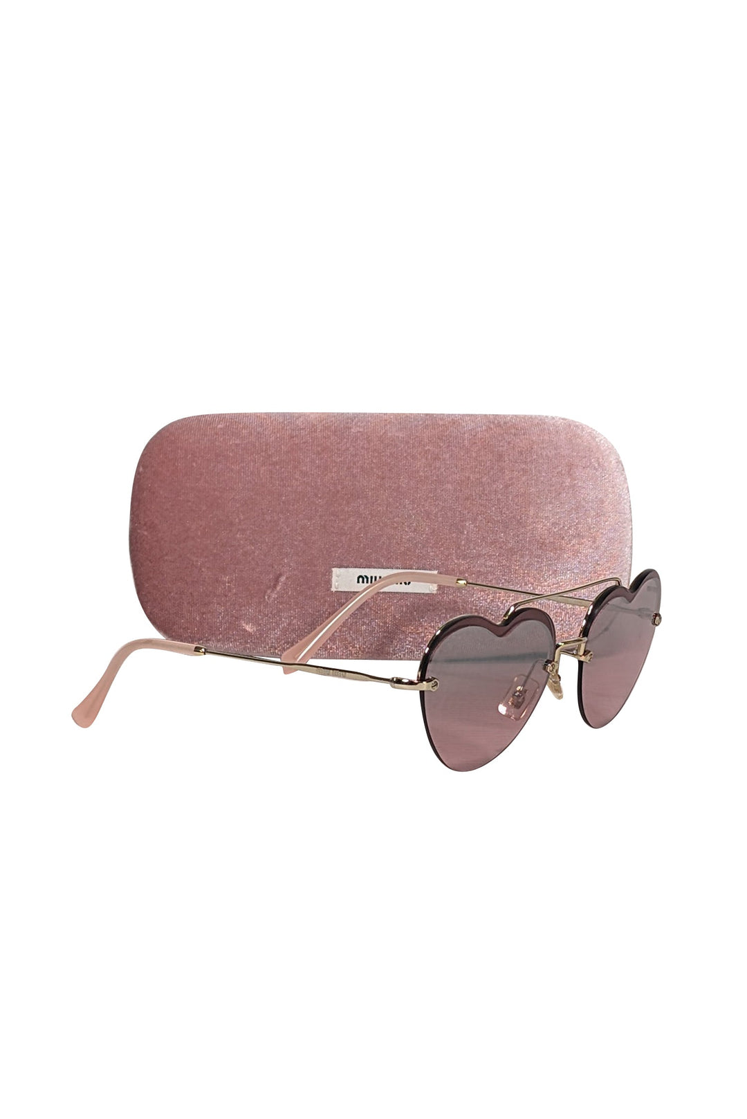 Miu Miu - Pink Reflective Frameless Heart Shape Sunglasses