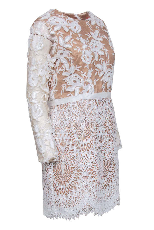 monique lhuillier lace cocktail dress Corseted Lace Cocktail Dress 14 / NOIR