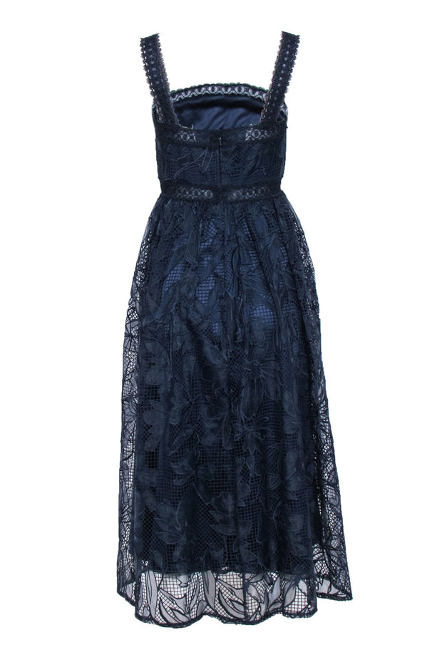 Monique Lhuillier - Navy Lace Sleeveless Formal Dress Sz 4 Monique Lhuillier - Navy Lace Sleeveless Formal Dress Sz 4