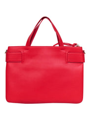 Current Boutique-Love Moschino - Red Faux Leather w/ Gold Chain Heart Detail Satchel Bag