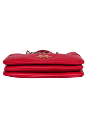 Current Boutique-Love Moschino - Red Faux Leather w/ Gold Chain Heart Detail Satchel Bag
