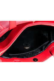 Current Boutique-Love Moschino - Red Faux Leather w/ Gold Chain Heart Detail Satchel Bag