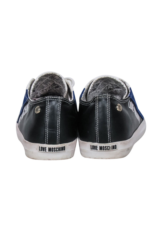 Current Boutique-Love Moschino - White, Blue, & Black Lace Up Sneaker Sz 8